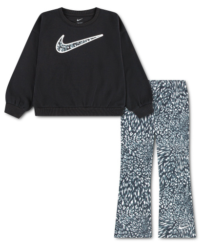 Nike Girls' 4-6X Printed Top and Leggings, 2-Piece Set - Black