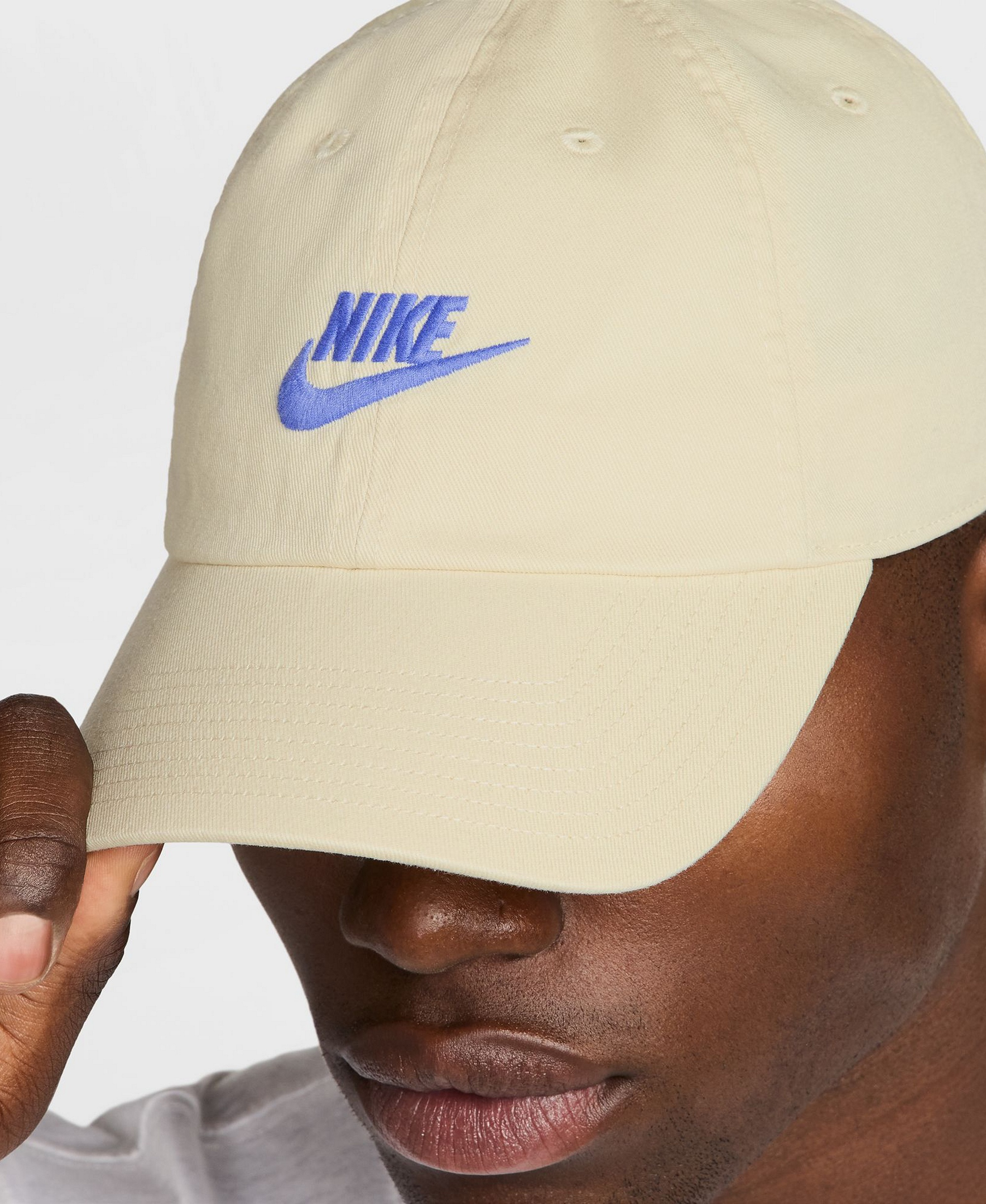 Nike Unisex Club Logo Embroidered Cap - Khaki/Court Blue