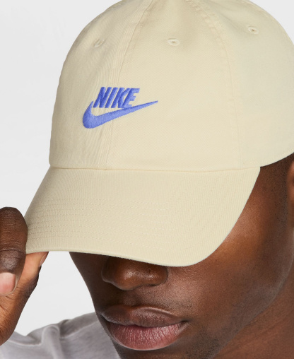 Nike Unisex Club Logo Embroidered Cap - Khaki/Court Blue