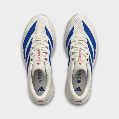 Men's adidas Adizero Pacer Running Shoes - Core White/Royal Blue/Pure Ruby - Top view