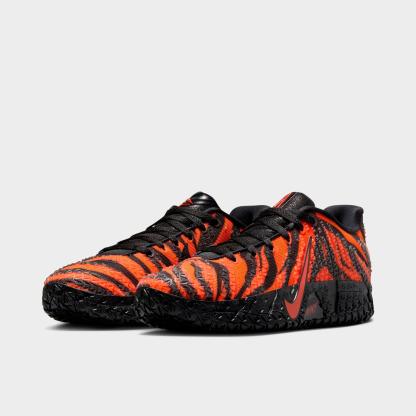 Men's Nithtke Ja 3 Basketball Shoes - Safety Orange/Black/University Red - Both shoes facing left