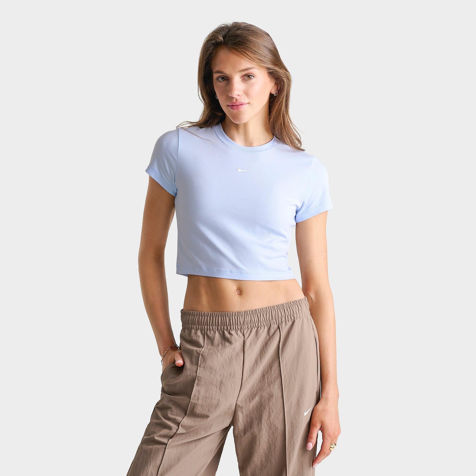 Women's Nike Sportswear Chill Knit Cropped T-Shirt - Hydrogen Blue/Sail