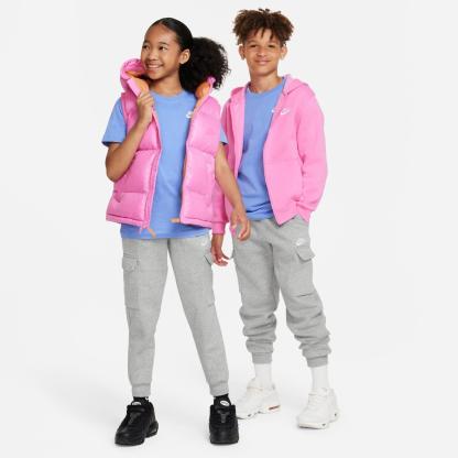 Big Kids' Nithtke Sportswear Club Fleece Cargo Jogger Pants - Dark Grey Heather/Base Grey/White