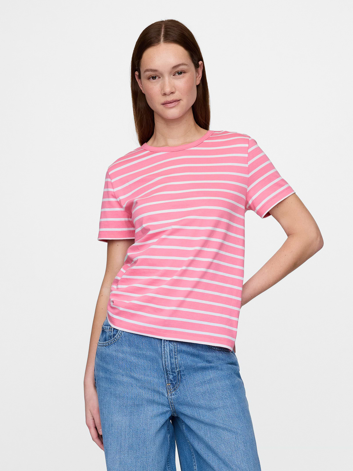 Organic Cotton VintageSoft T-Shirt - Pink stripe