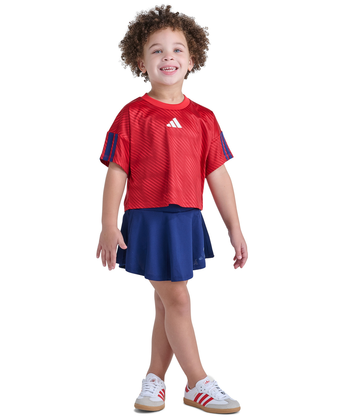 adidas Girls' 2T-6X Short-Sleeve Top & Skort, 2-Piece Set - Red/Blue
