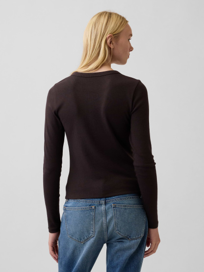 Modern Crewneck Cardigan - Terra brown