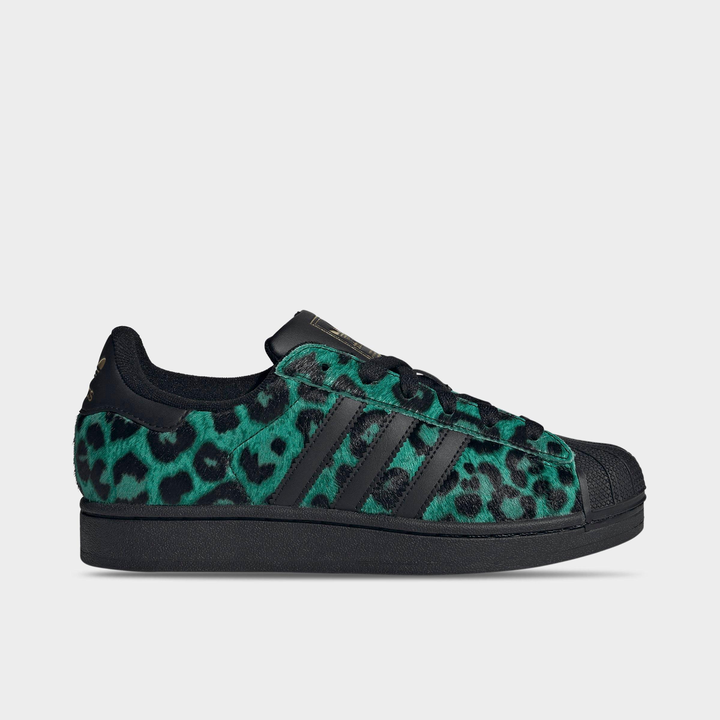 Women's adidas Originals Superstar II Casual Shoes - Semi Screaming Green/Core Black/Gold Metallic - Left shoe facing left. Outside of the shoe.