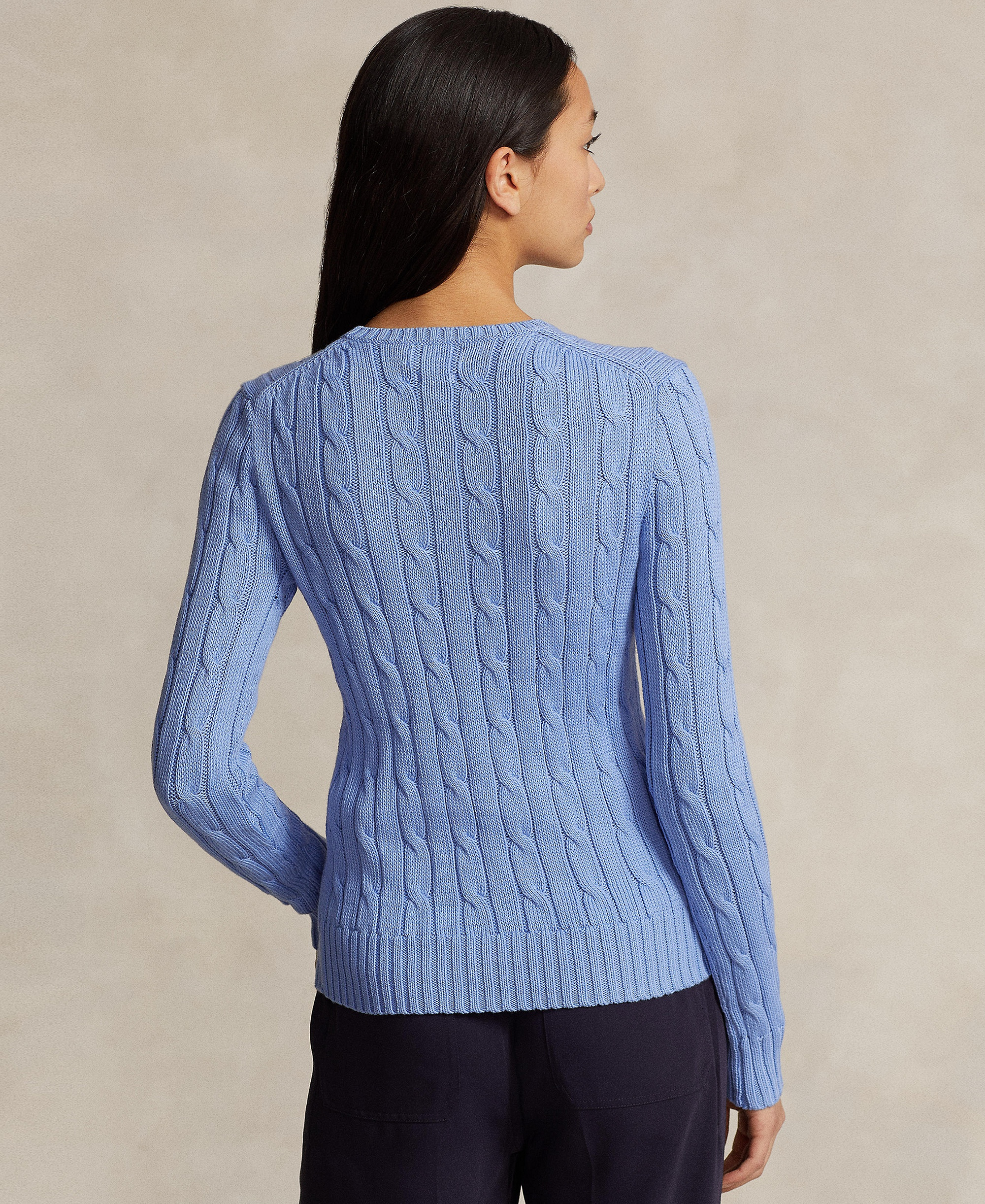 Polo Ralph Lauren Women's Cable-Knit Cotton Crewneck Sweater - New Litchfield Blue