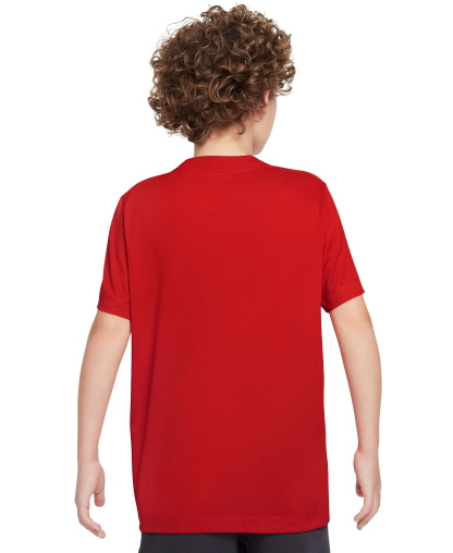 Nike Big Boys' and Girls' Legend Swoosh-Logo Crewneck Dri-FIT T-Shirt - University Red