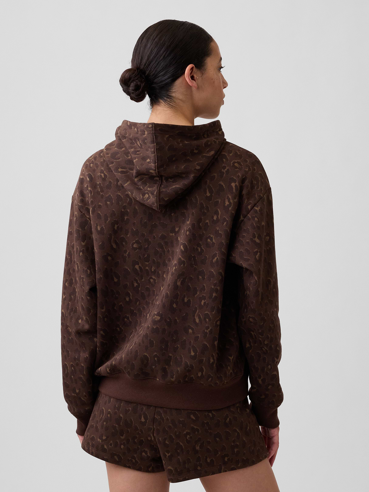 Relaxed Gap Logo Hoodie - Brown leopard