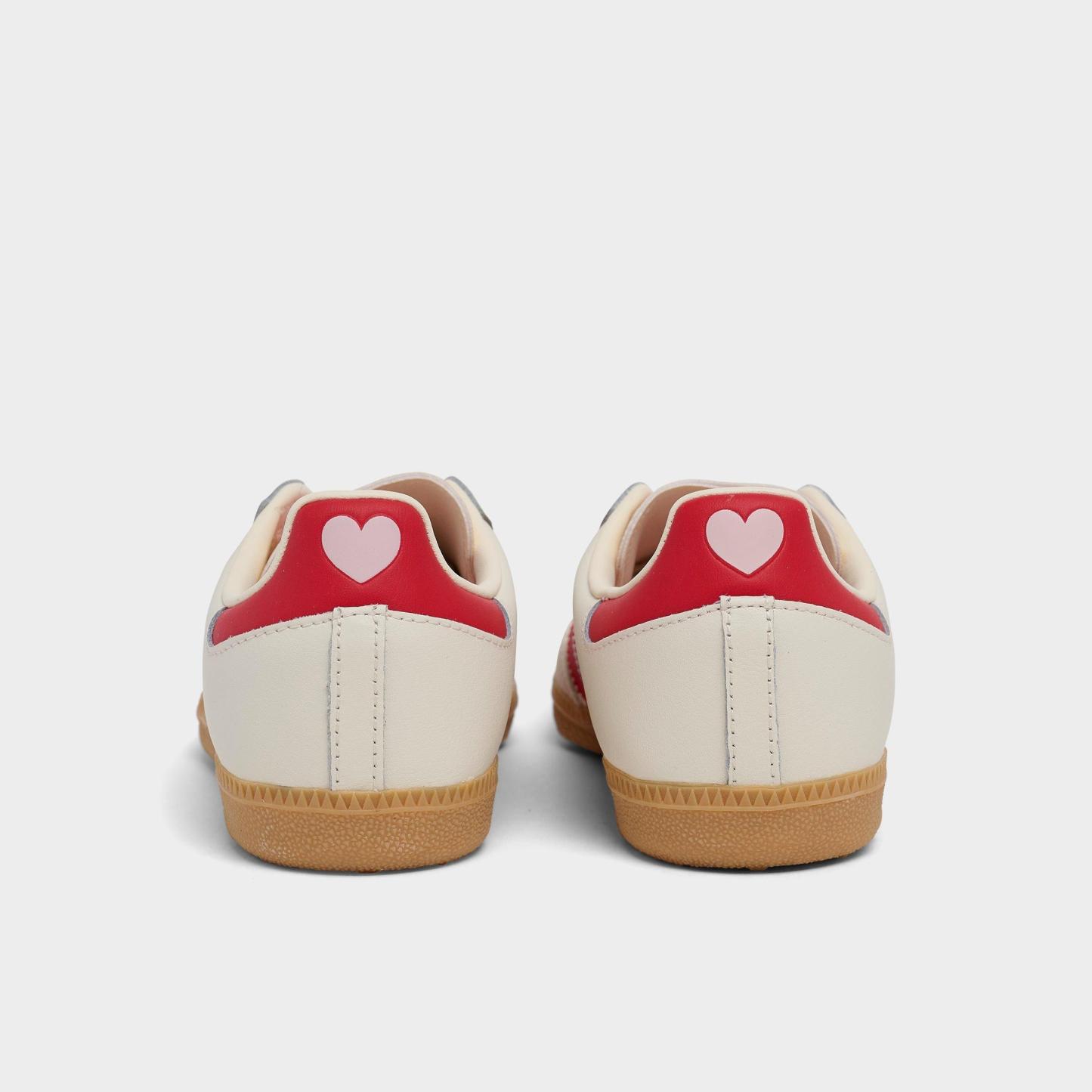 Big Kids' adidas Originals Samba OG Casual Shoes - Part 2 - Cream White/Better Scarlet/Gum - Back view