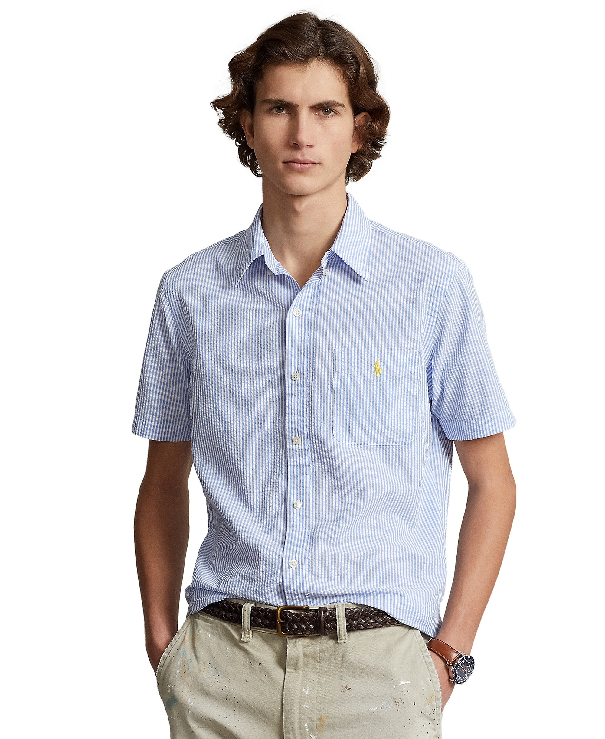 Polo Ralph Lauren Men's RL Prepster Classic-Fit Seersucker Shirt - Blue/White