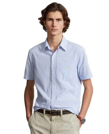Polo Ralph Lauren Men's RL Prepster Classic-Fit Seersucker Shirt - Blue/White