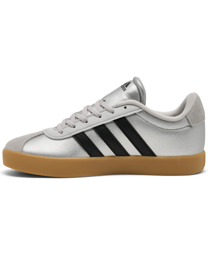 adidas Big Kids VL Court 3.0 Casual Sneakers from Finish Line - Silver, Black, Gum