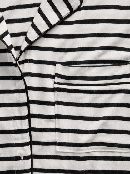 SoftMade Modal PJ Top - Black & off white stripe
