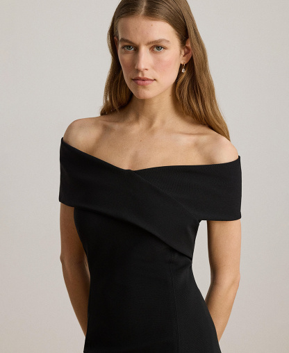 Lauren Ralph Lauren Women's Faille Off-the-Shoulder Cocktail Dress - Black