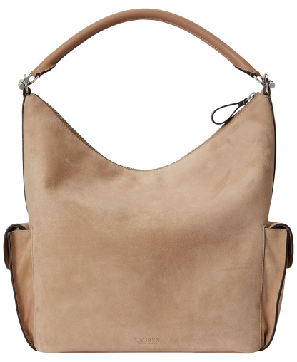 Lauren Ralph Lauren Blaike Large Suede Shoulder Bag - Tan