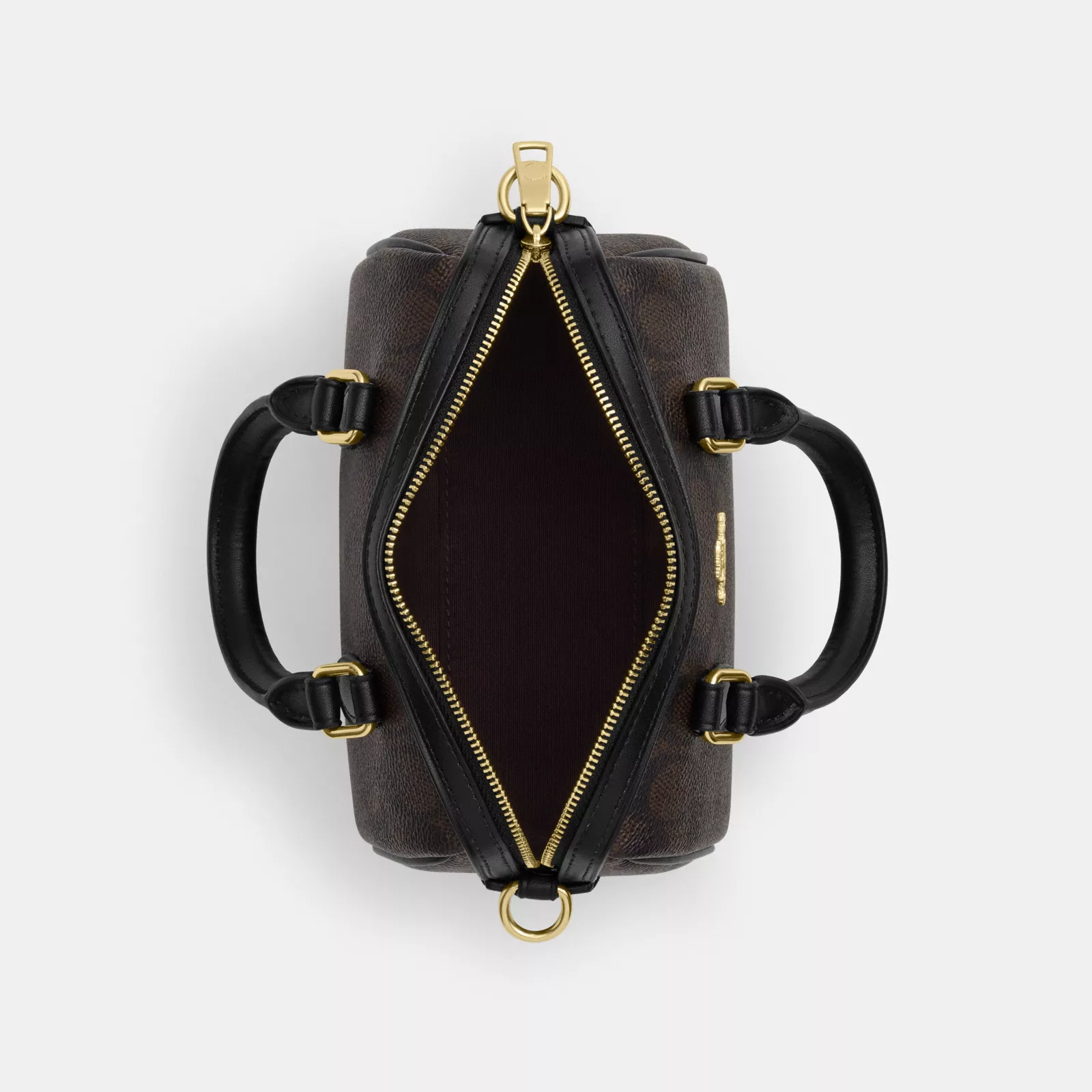 Mini Rowan Crossbody Bag In Signature Canvas - Gold/Walnut/Black - view 4