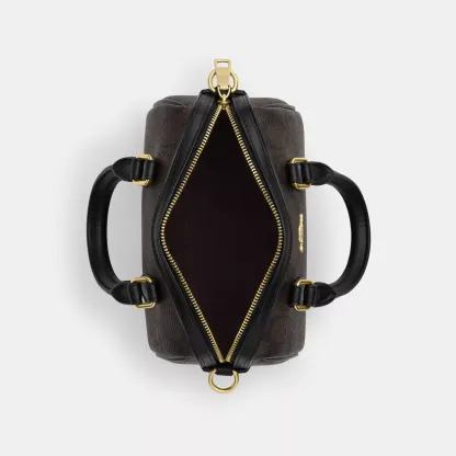 Mini Rowan Crossbody Bag In Signature Canvas - Gold/Walnut/Black - view 4