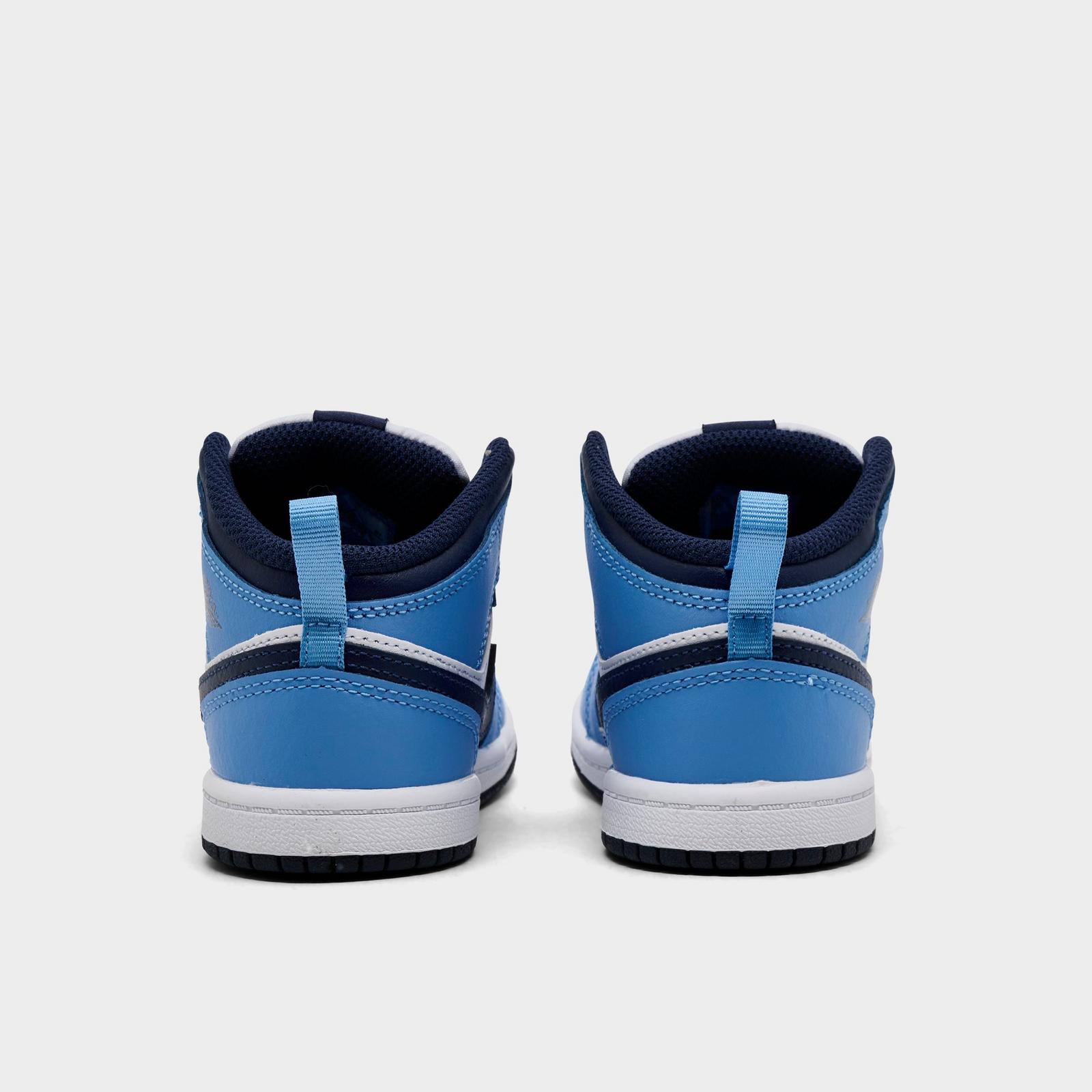 Kids' Toddler Air Jordan Retro 1 Mid Casual Shoes - University Blue/White/Sail/Midnight Navy - view 4