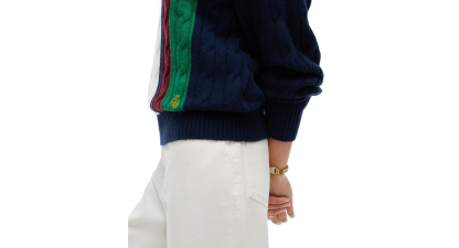 Tommy Hilfiger Women's American Icons Stripe Cable-Knit Crewneck Sweater, Macy's Exclusive - Hampton Bay Stripe