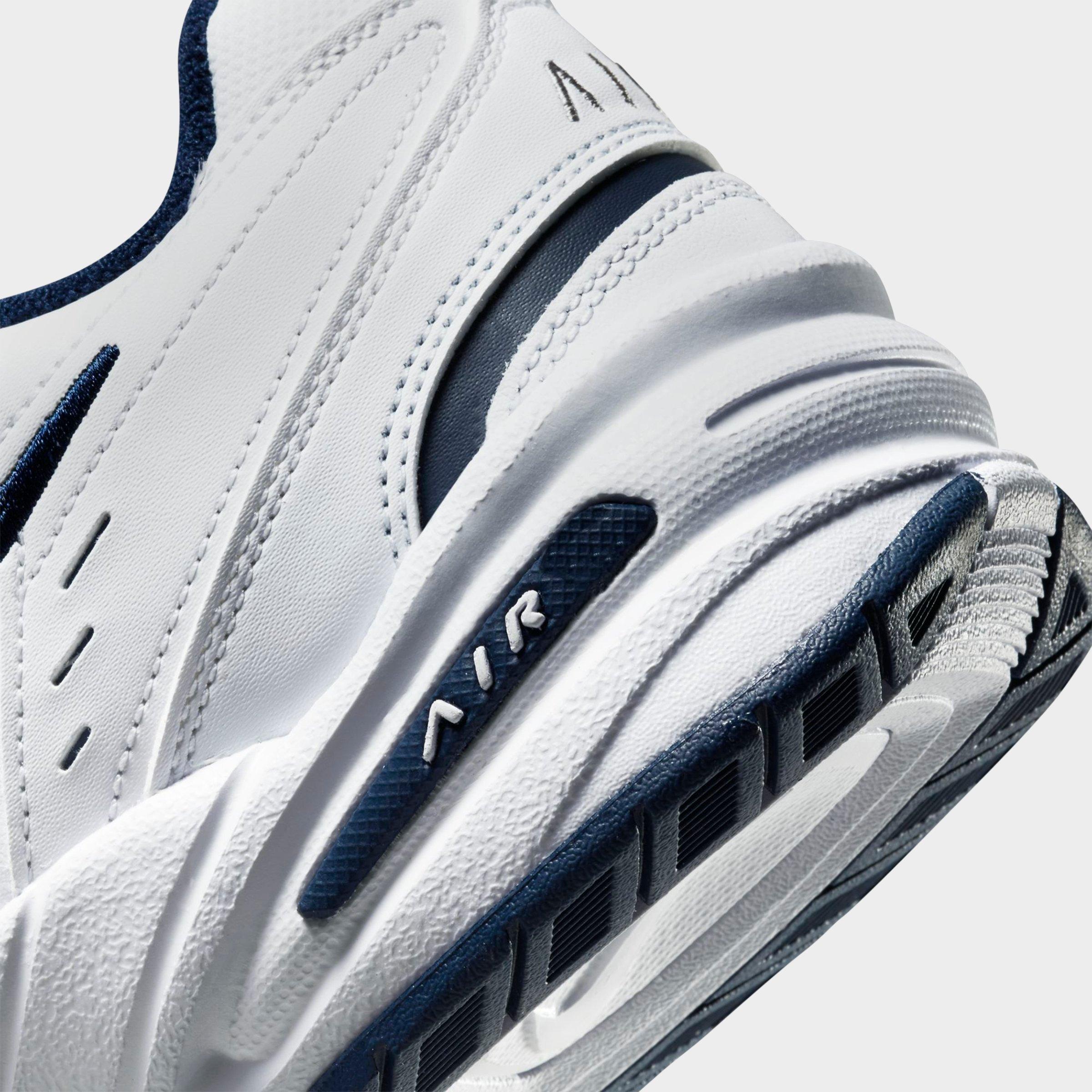 Men's Nithtke Air Monarch IV Casual Shoes (Wide Width 4E) - White/Midnight Navy/White/Metallic Silver - Detail shot