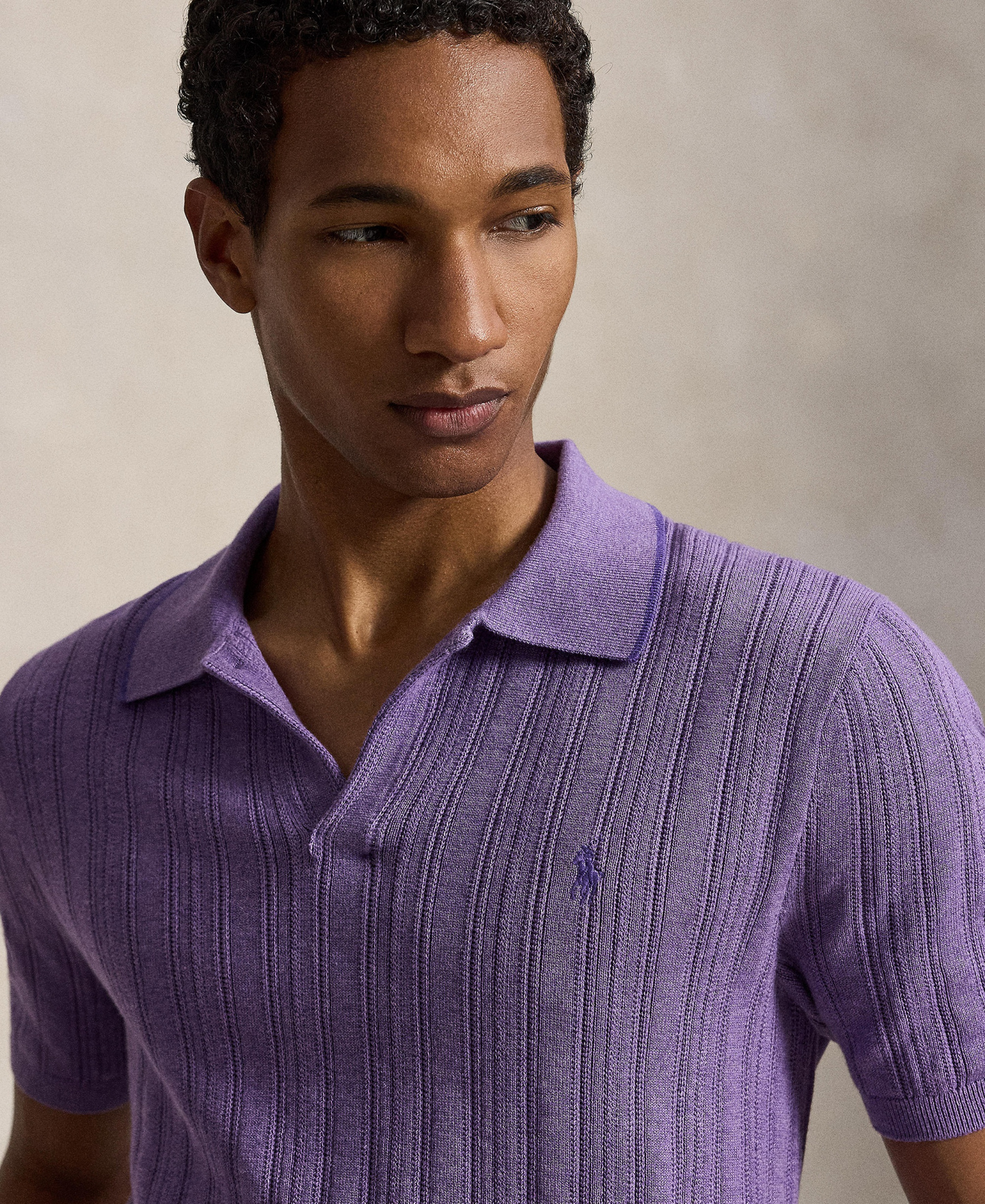 Polo Ralph Lauren Men's Textured Cotton Polo Shirt - Light Coronet Purple Heather