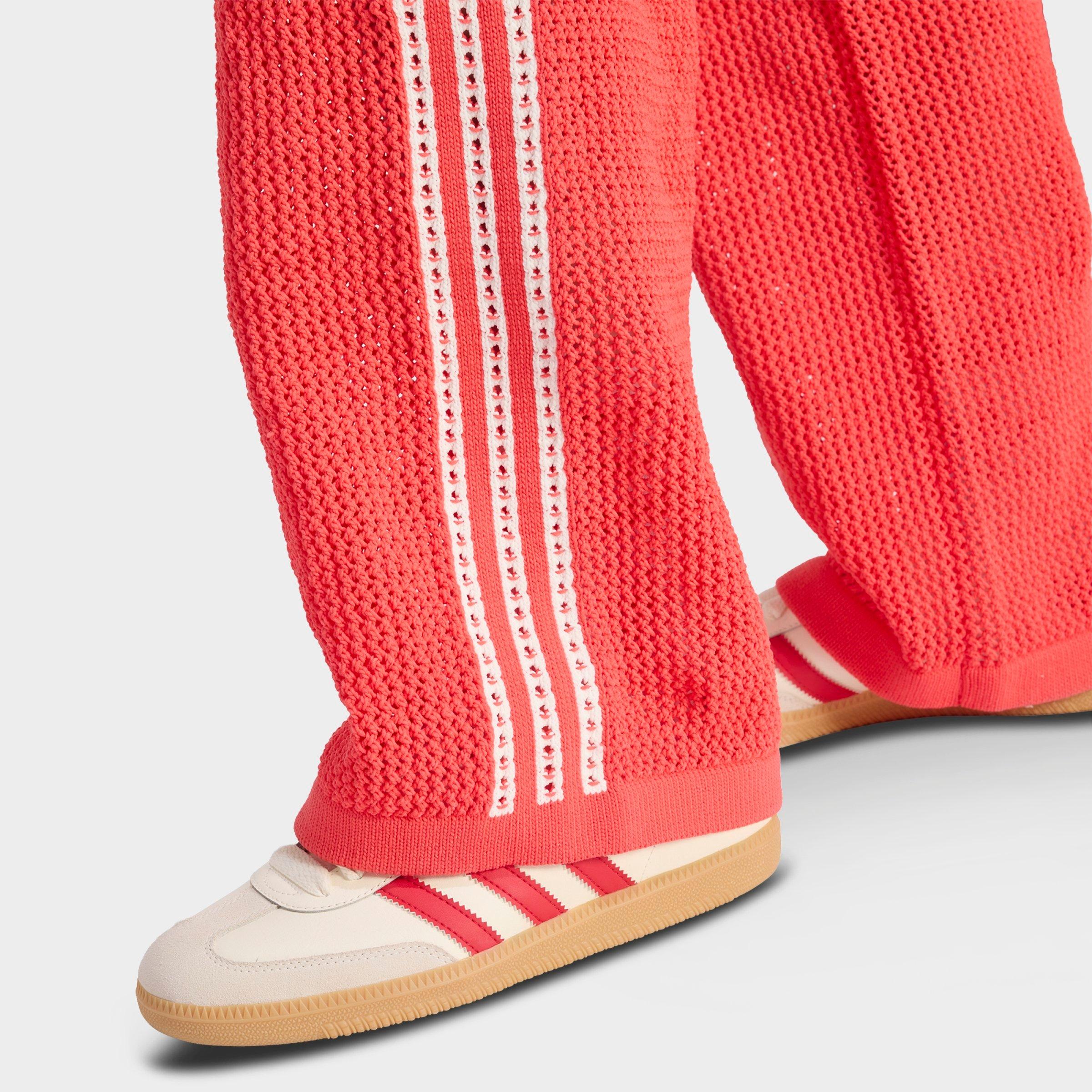 Women's adidas Originals Knitted Crochet Firebird Track Pants - Semi Lucid Red