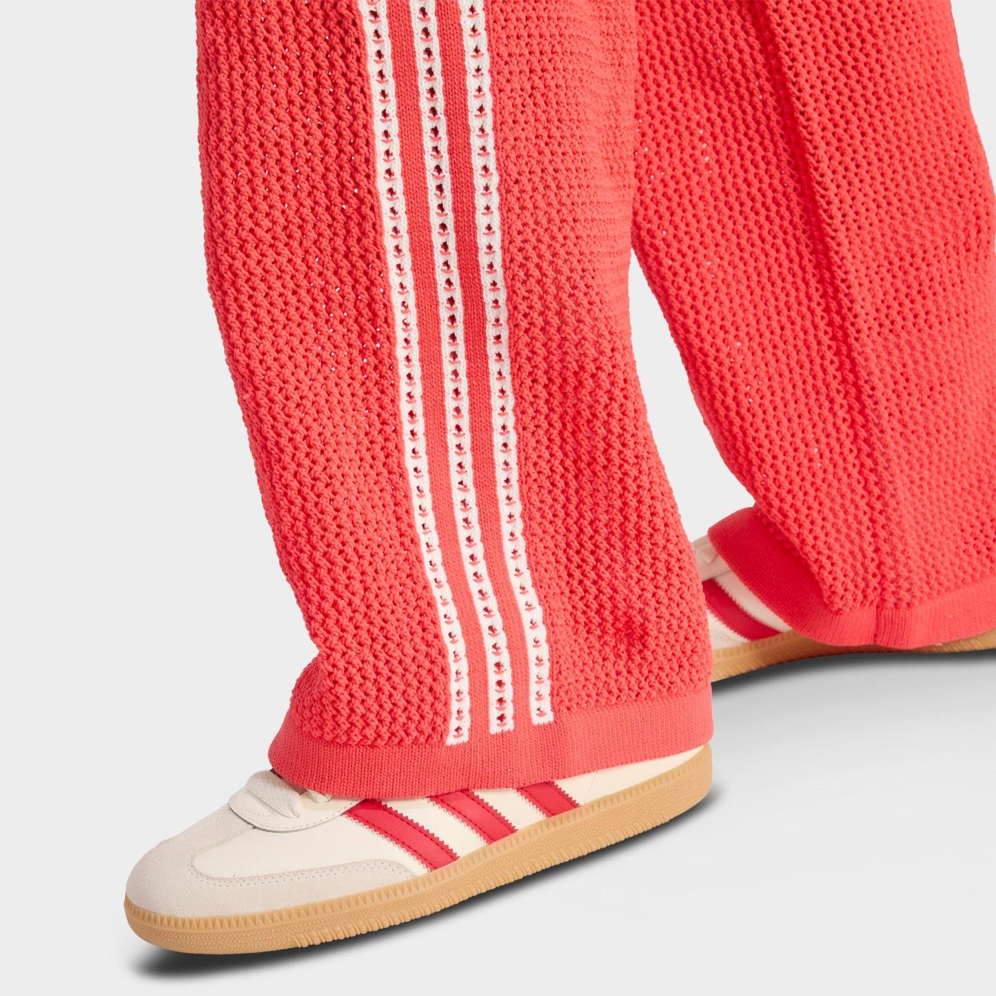 Women's adidas Originals Knitted Crochet Firebird Track Pants - Semi Lucid Red