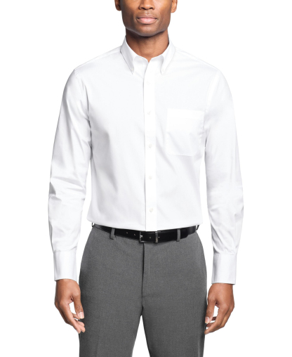 Tommy Hilfiger Men's Regular Fit Wrinkle Resistant Stretch Dress Shirt - White