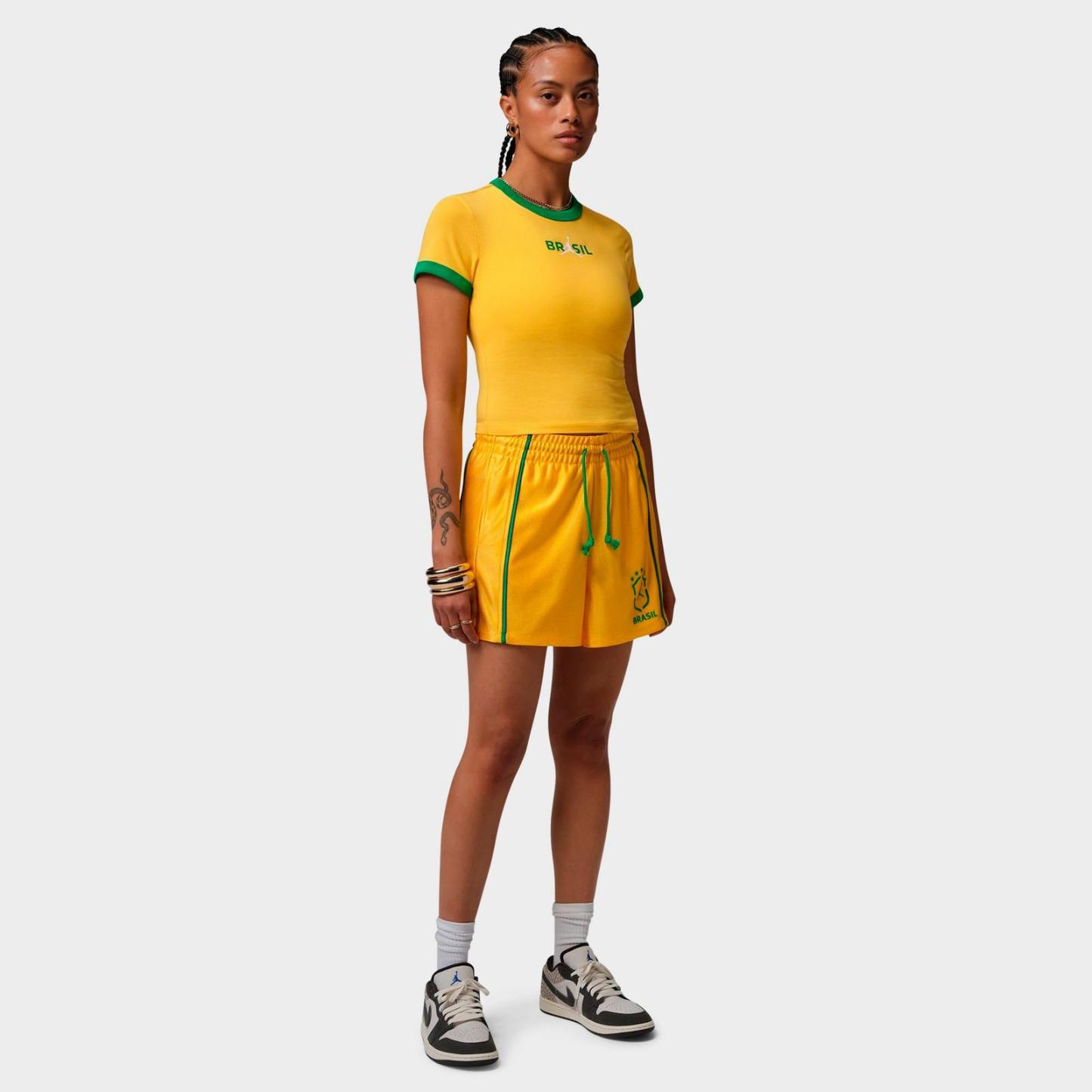 Women's Jordan Brooklyn Brazil Knit Shorts - Varsity Maize/Lucky Green - view 2