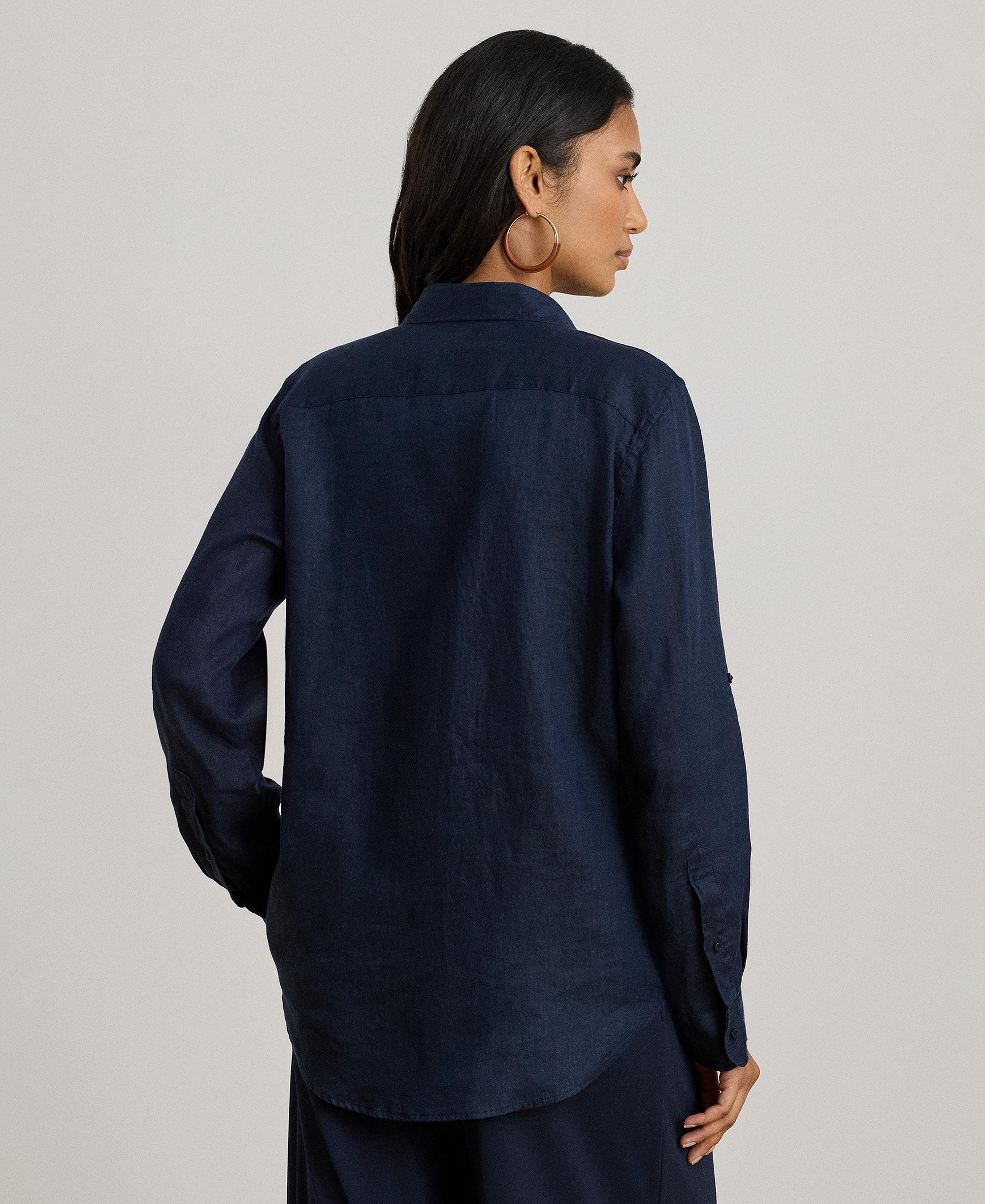 Lauren Ralph Lauren Women's Linen Shirt - Lauren Navy