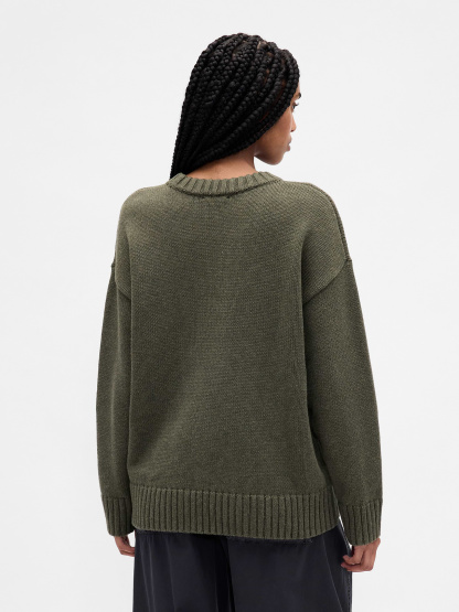 100% Cotton Oversized Sweater - Army jacket green