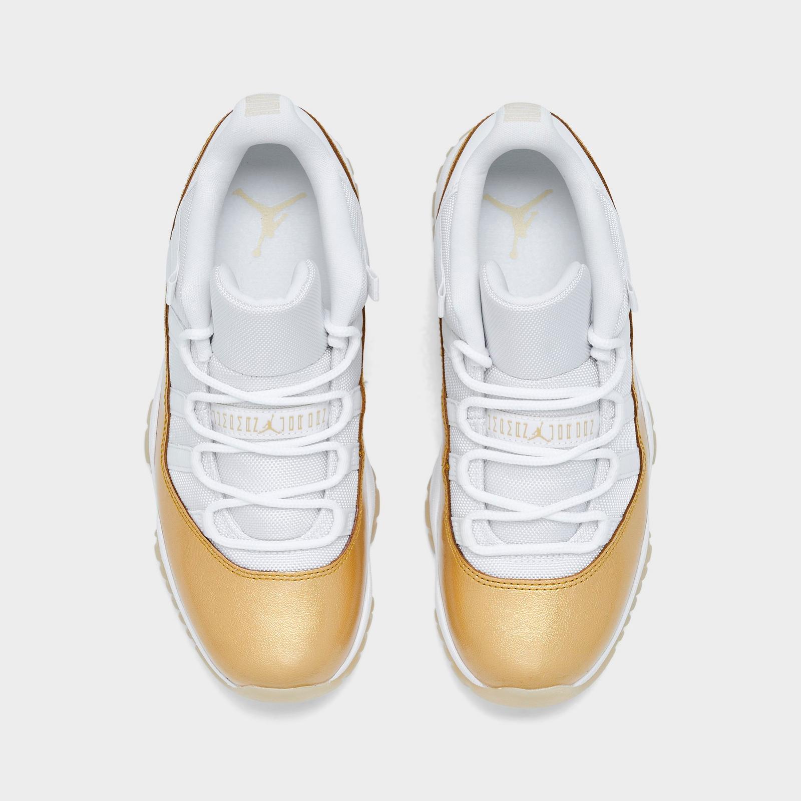 Women's Air Jordan Retro 11 Low Basketball Shoes - White/Metallic Gold/Team Gold - view 5