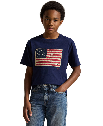 Polo Ralph Lauren Boys' 8-20 Flag Cotton Jersey Tee - Cruise Navy