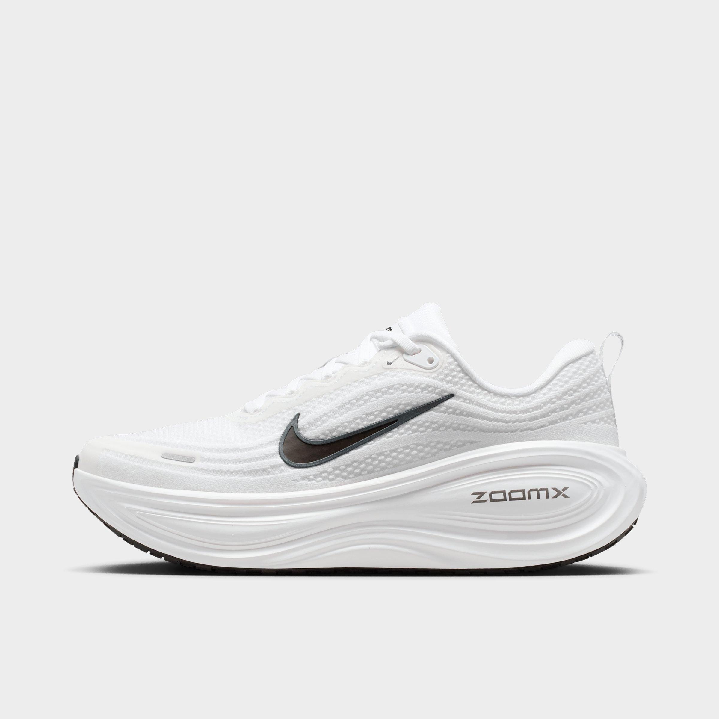 Men's Nithtke Vomero Plus Running Shoes - Part 1 - White/Dark Smoke Grey/Metallic Dark Grey/Black - Left shoe facing left. Outside of the shoe.