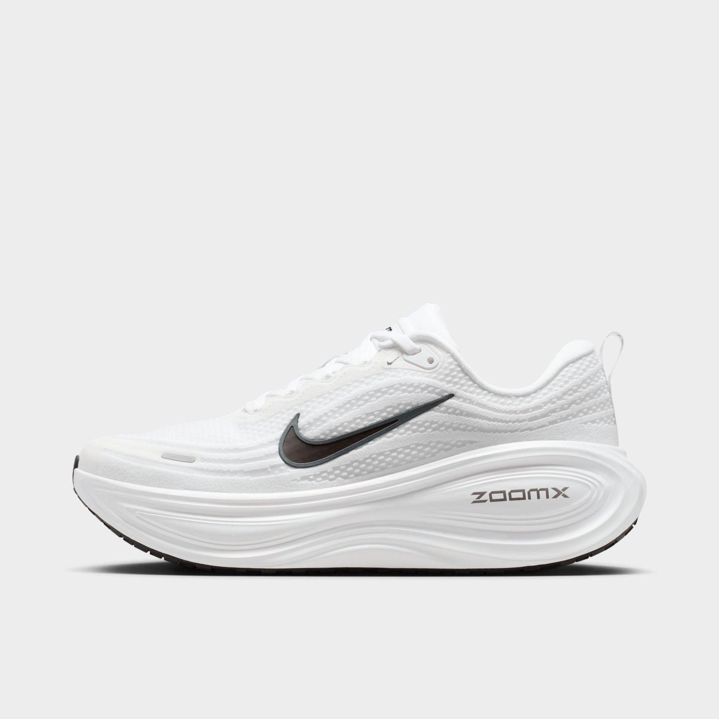 Men's Nithtke Vomero Plus Running Shoes - Part 1 - White/Dark Smoke Grey/Metallic Dark Grey/Black - Left shoe facing left. Outside of the shoe.