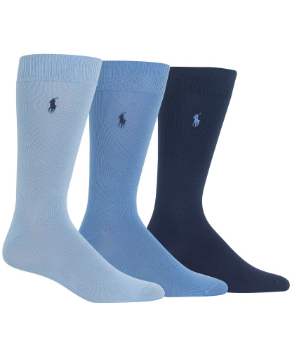 Polo Ralph Lauren Men's Supersoft Dress Socks, 3-Pack - Light Blue