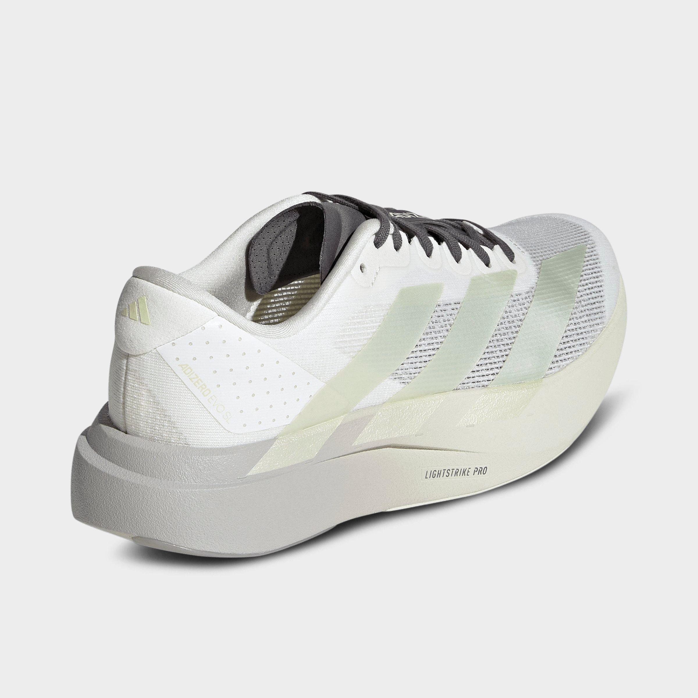 Women's adidas Adizero EVO SL Running Shoes - Part 1 - Off White/Ice Gold Metallic/Granite - Back view