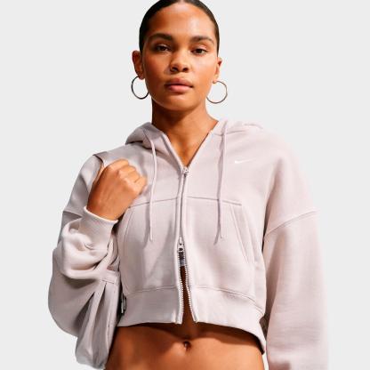Women's Nithtke Studio Fleece Medium-Weight Oversized Cropped Full-Zip Hoodie - Cream II/Sail