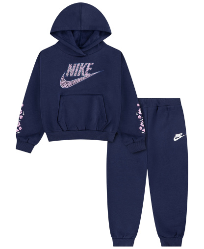 Nike Girls' 4-6X Retro Remix Long-Sleeve Hoodie and Joggers, 2-Piece Set - Midnight Navy