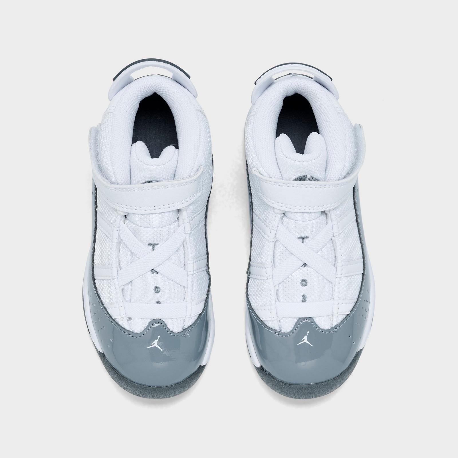 Kids' Toddler Air Jordan 6 Rings Basketball Shoes - White/Grey - Left shoe facing left. Outside of the shoe. - view 5