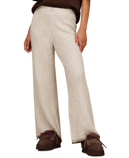 UGG® Women's Rylynn Straight-Leg Cable-Knit Mid-Rise Pants - Beige
