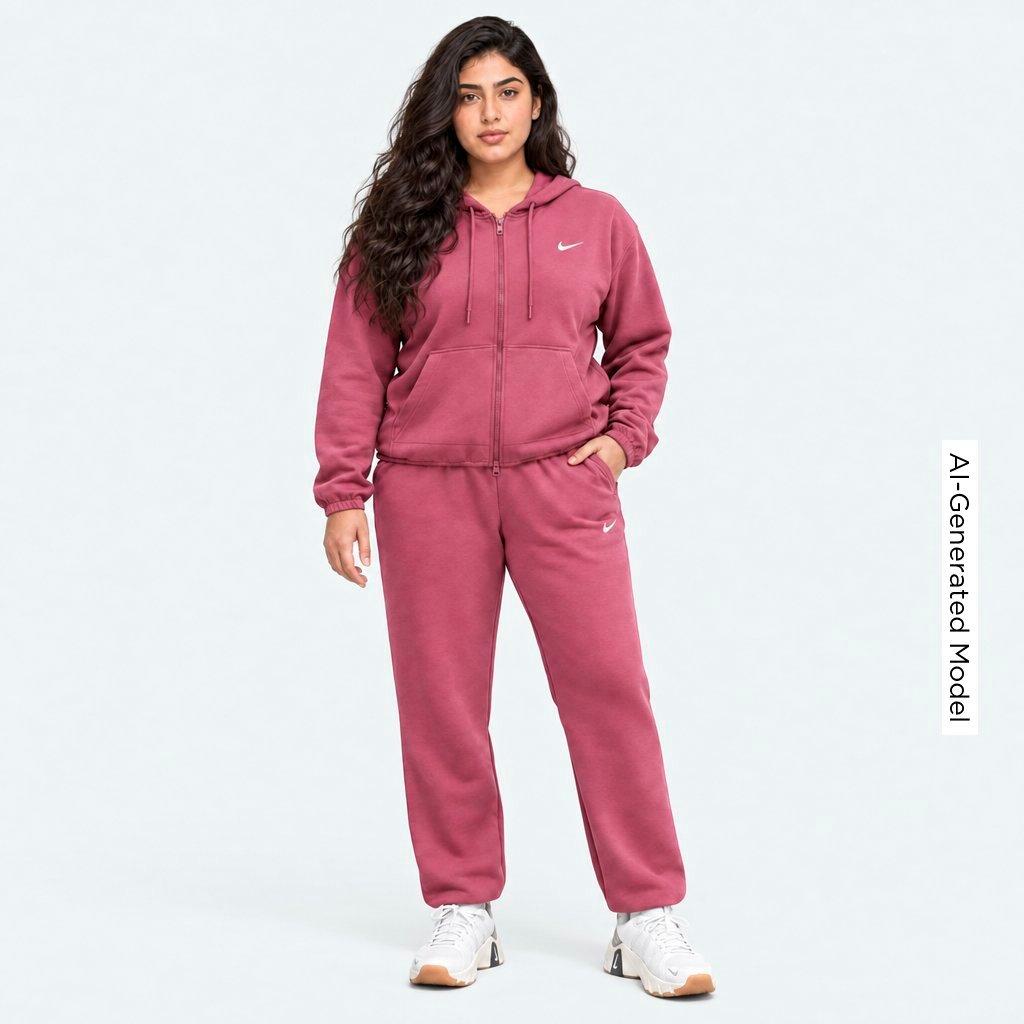 Women's Nithtke Studio Fleece Sport Dri-FIT Full-Zip Hoodie - Pink Smoke/White