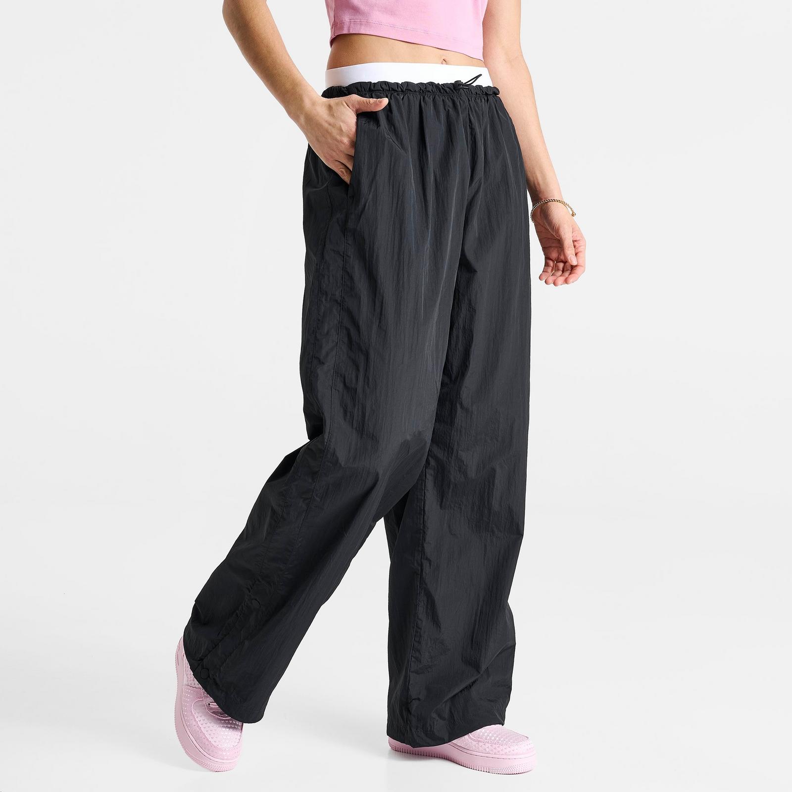 Women's Nike Sportswear Loose High-Waisted Parachute Pants - Black/Black/Chalk/White