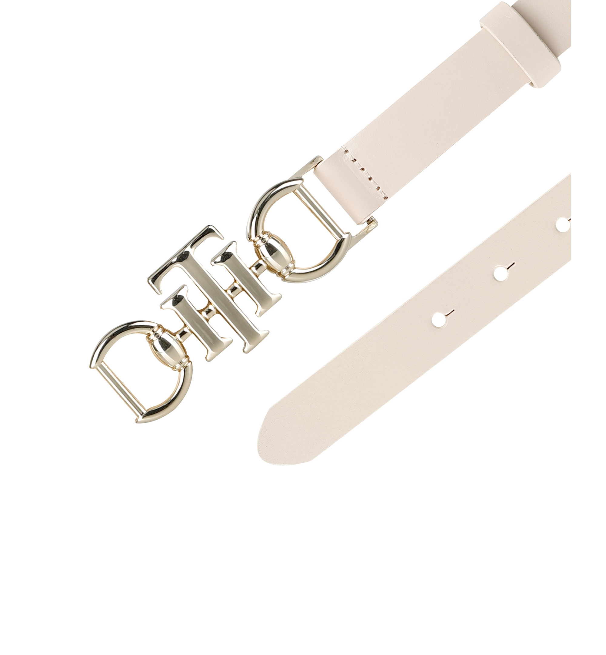 Tommy Hilfiger Women's Skinny Double Ended Horsebit Buckle Dress Casual Belt - Natural