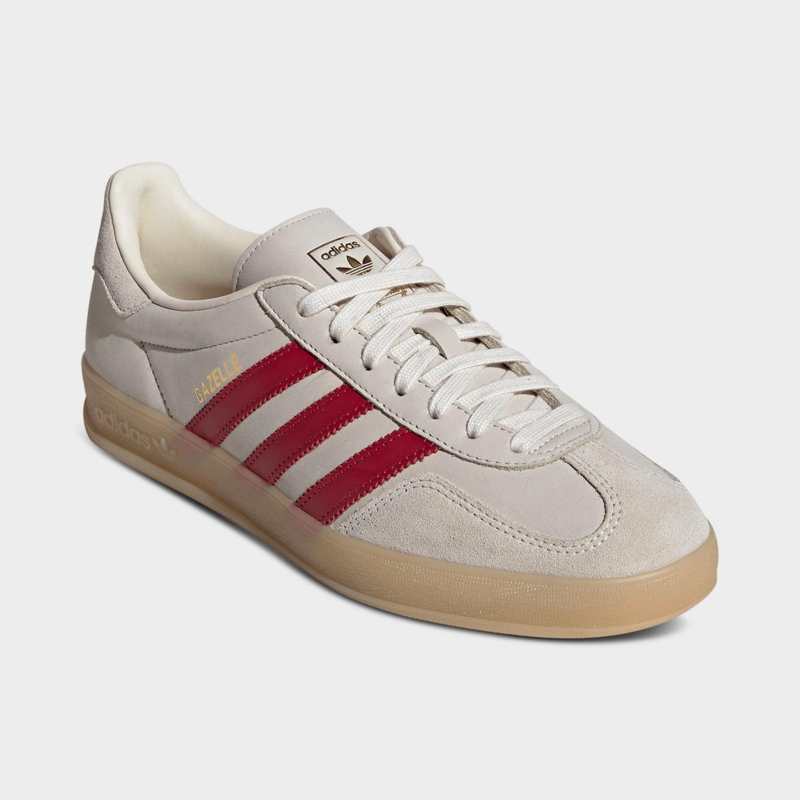 Men's adidas Originals Gazelle Indoor Casual Shoes - Cream White/Team Victory Red/Gum - view 2