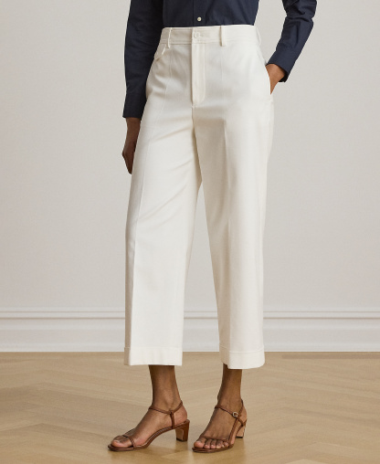 Lauren Ralph Lauren Women's High-Rise Double-Faced Stretch Cropped Pants - Birch Tan