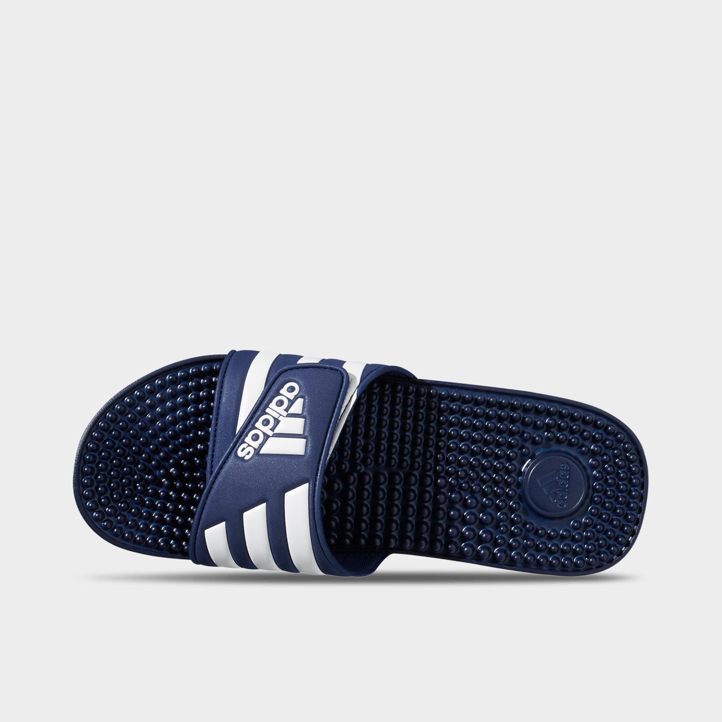 Men's adidas Adissage Slide Sandals - Dark Blue/White/Dark Blue - Top view