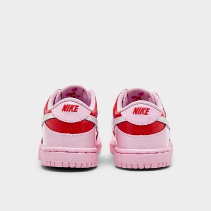 Girls' Toddler Nithtke Dunk Low Stretch Lace Casual Shoes - Pink Foam/Summit White/Light Crimson - Back view